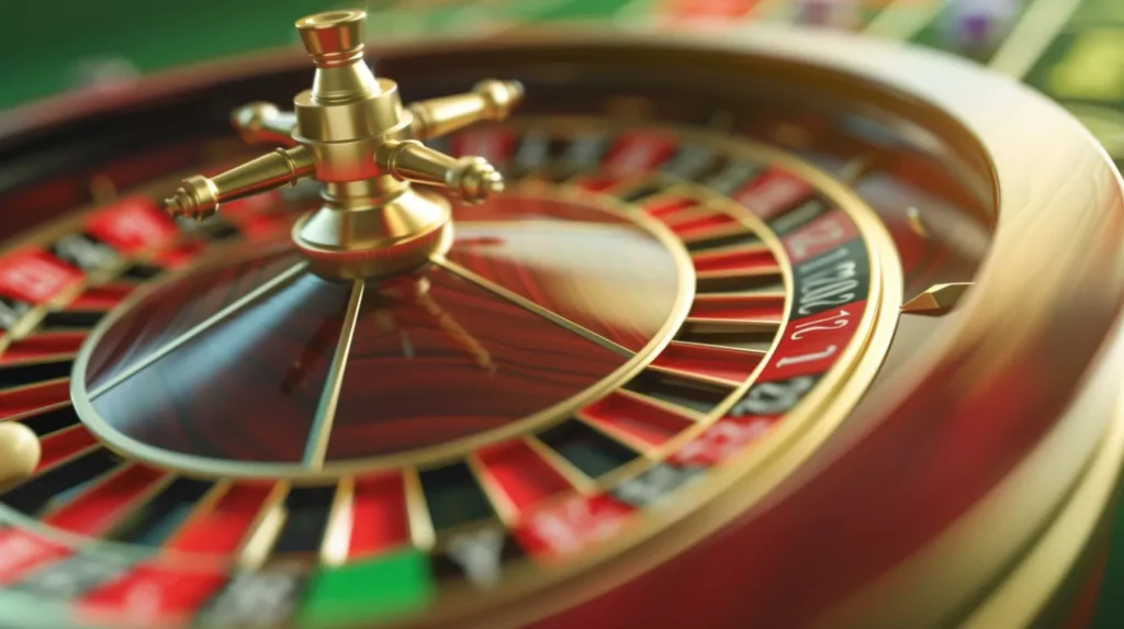 casinoGames A roulette wheel with a golden wheel and red, black, and green numbers