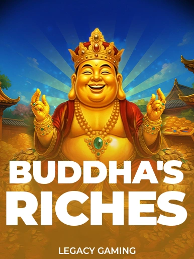 casinoGames A golden Buddha statue with a crown and a red robe, surrounded by a blue sky with clouds, with the words