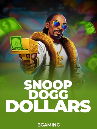 casinoGames Snoop Dogg holding a gun with a dollar sign on the barrel, surrounded by money