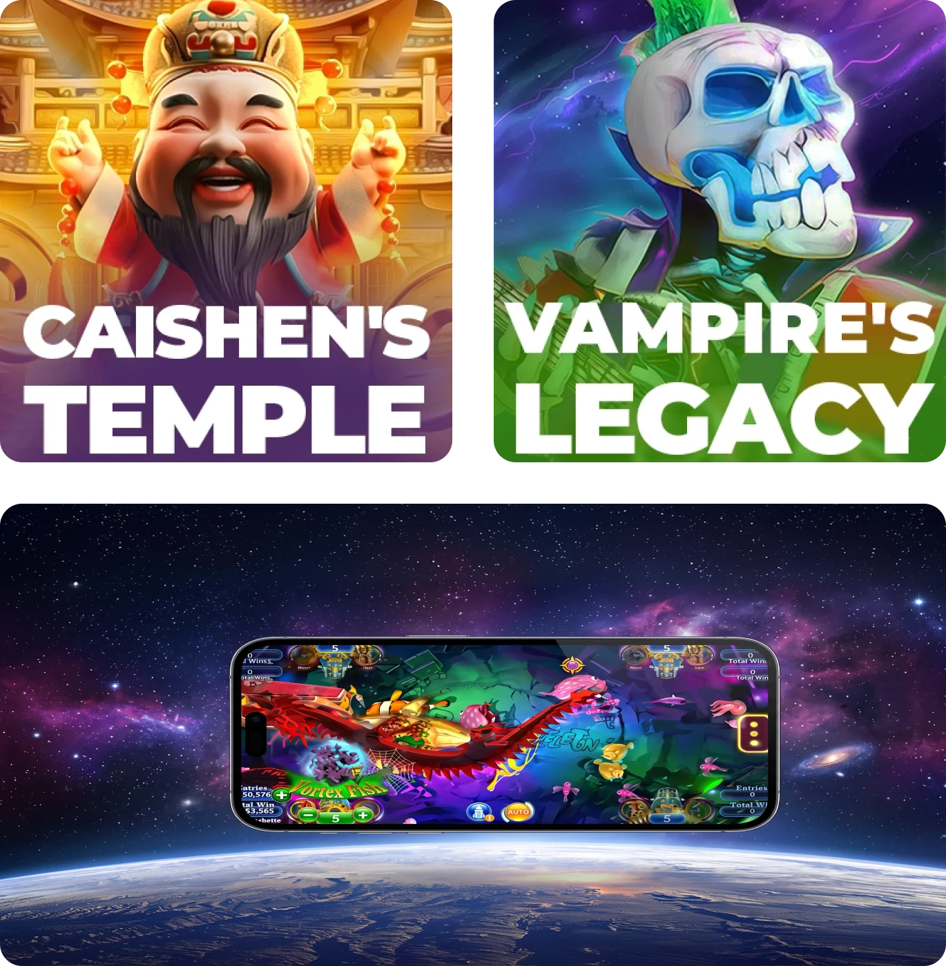 casinoGames A phone screen displaying a casino game, with a space background